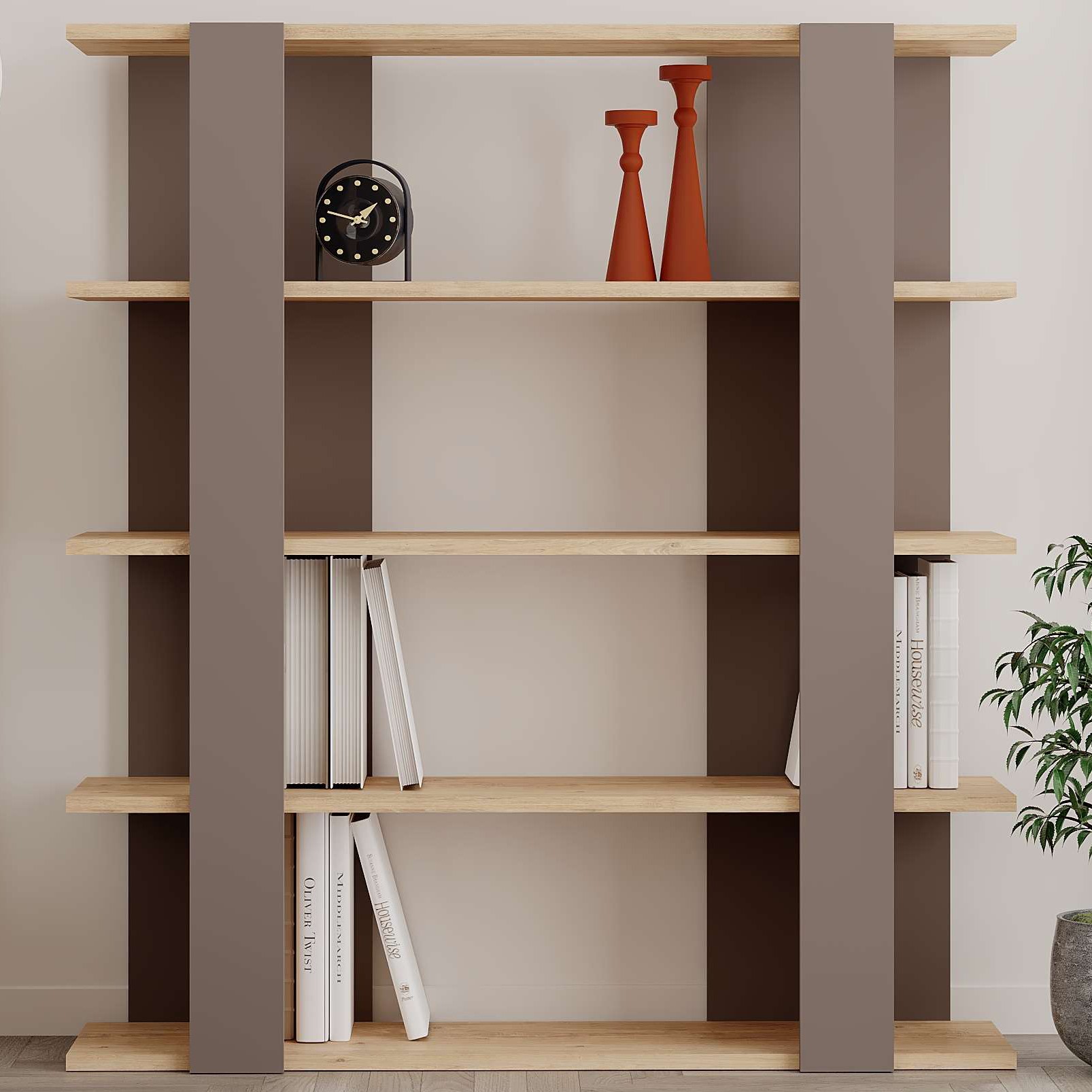 Tita Bookcase Light Mocha - Sapphire Oak