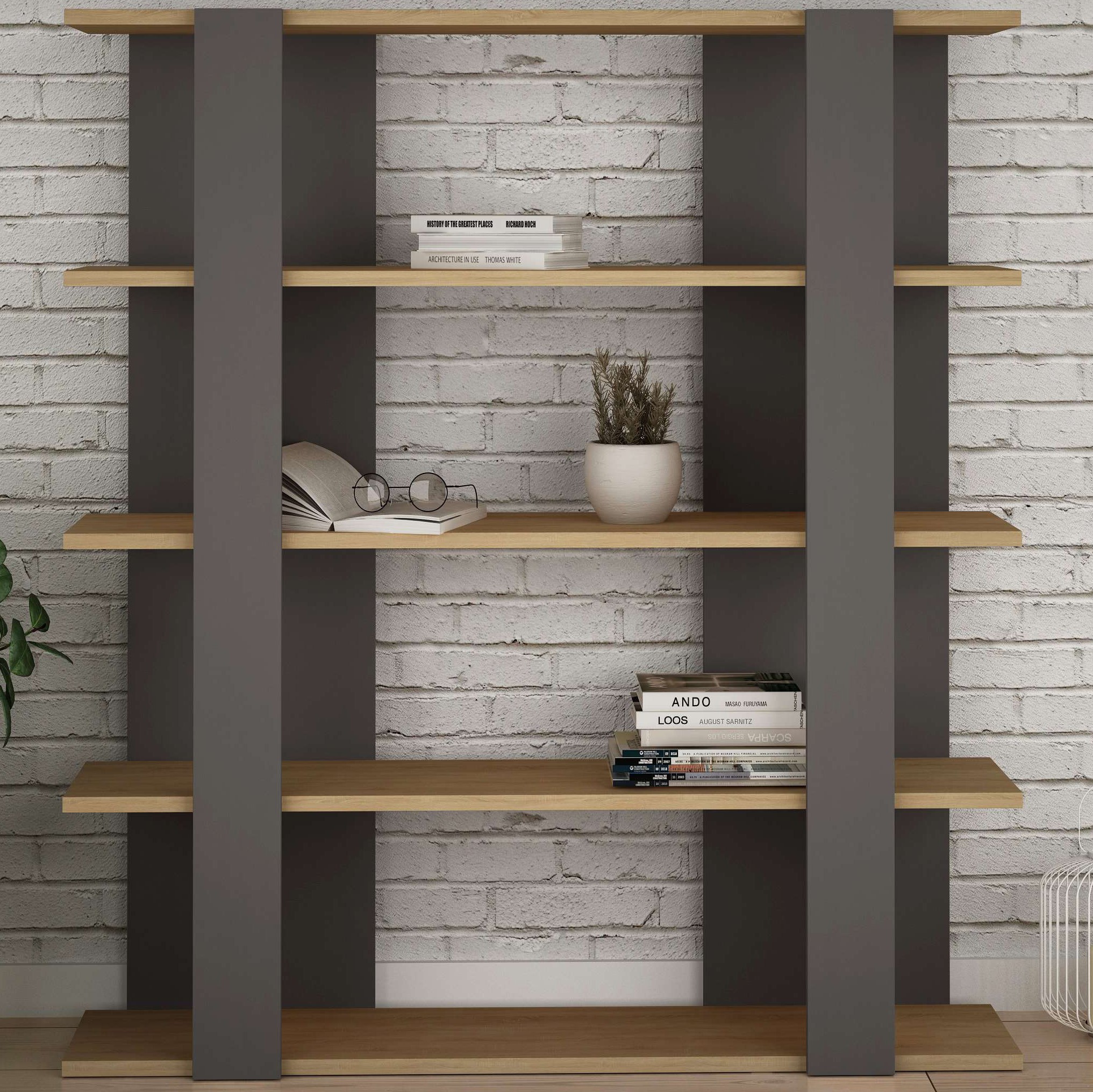 Tita Bookcase Anthracite - Oak