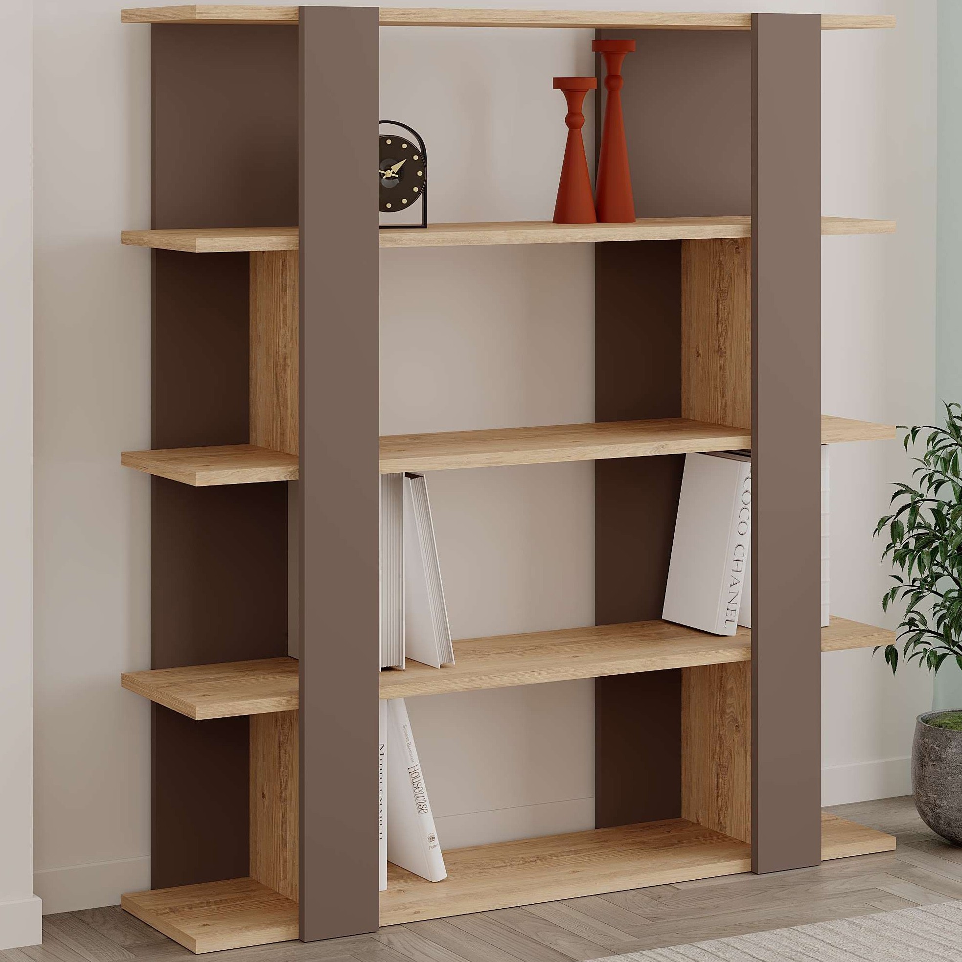 Tita Bookcase Light Mocha - Sapphire Oak