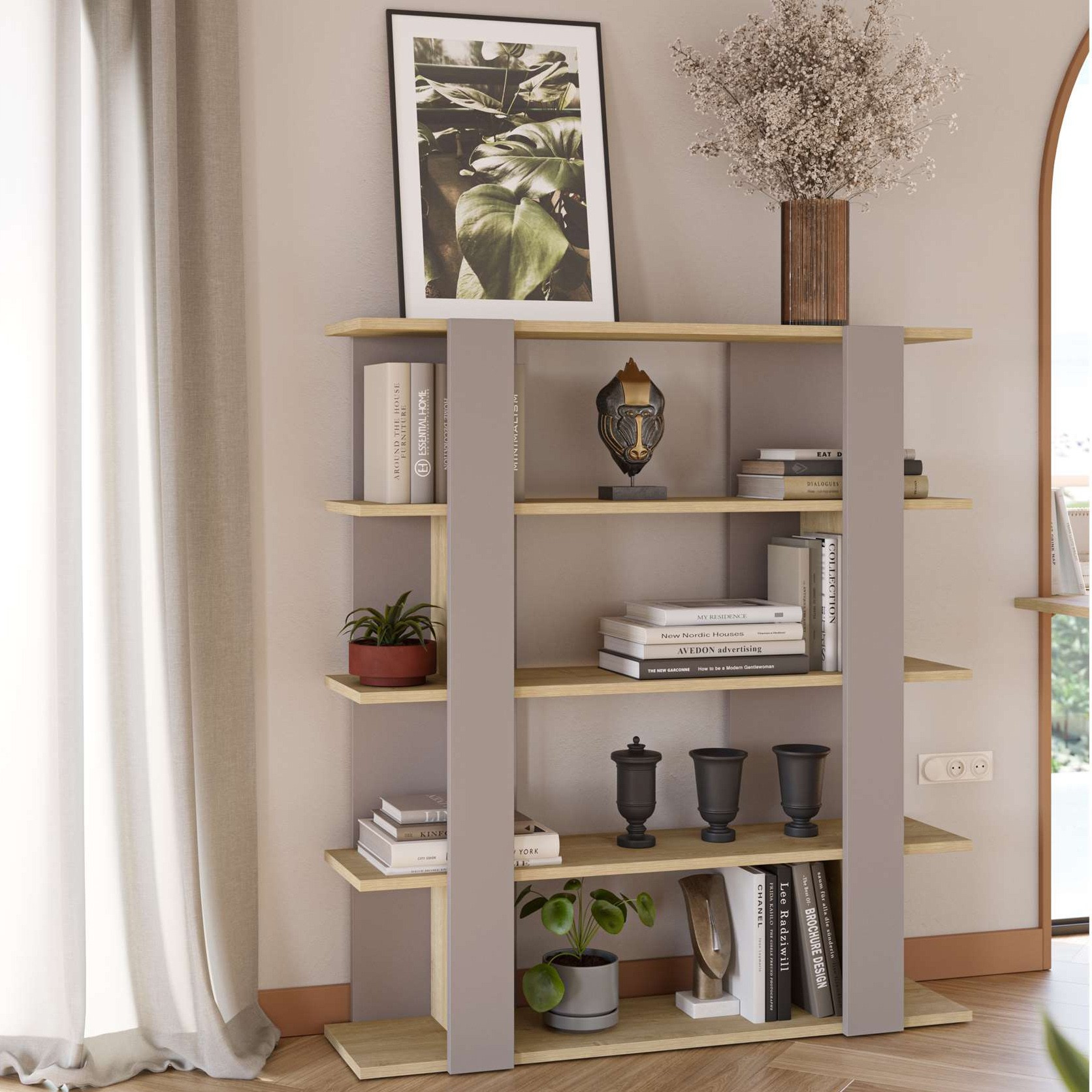 Tita Bookcase Light Mocha - Sapphire Oak